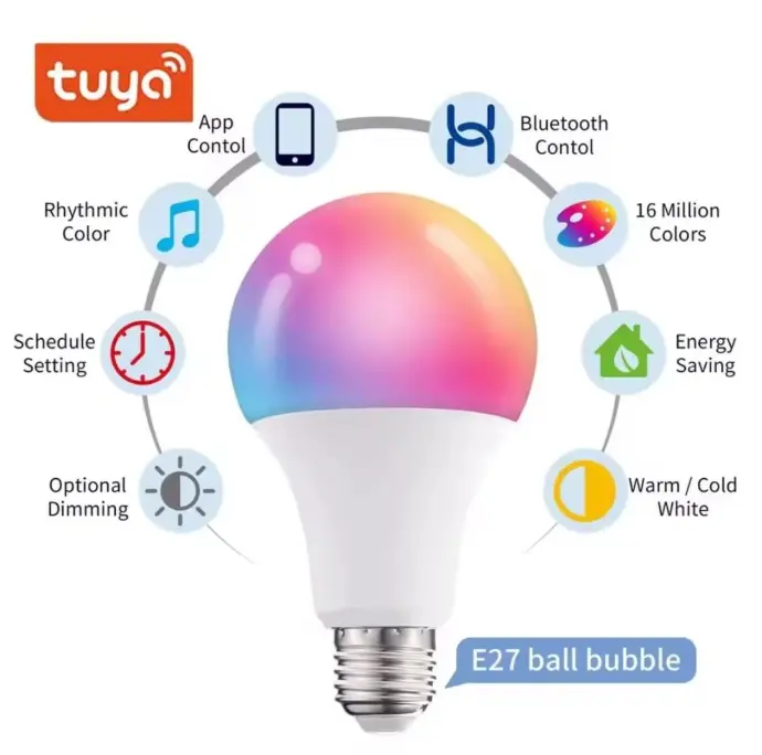 Smart LED Bulb | A19 E26 | 2.4GHz | App & Bluetooth Control | Color Changing | Music Sync